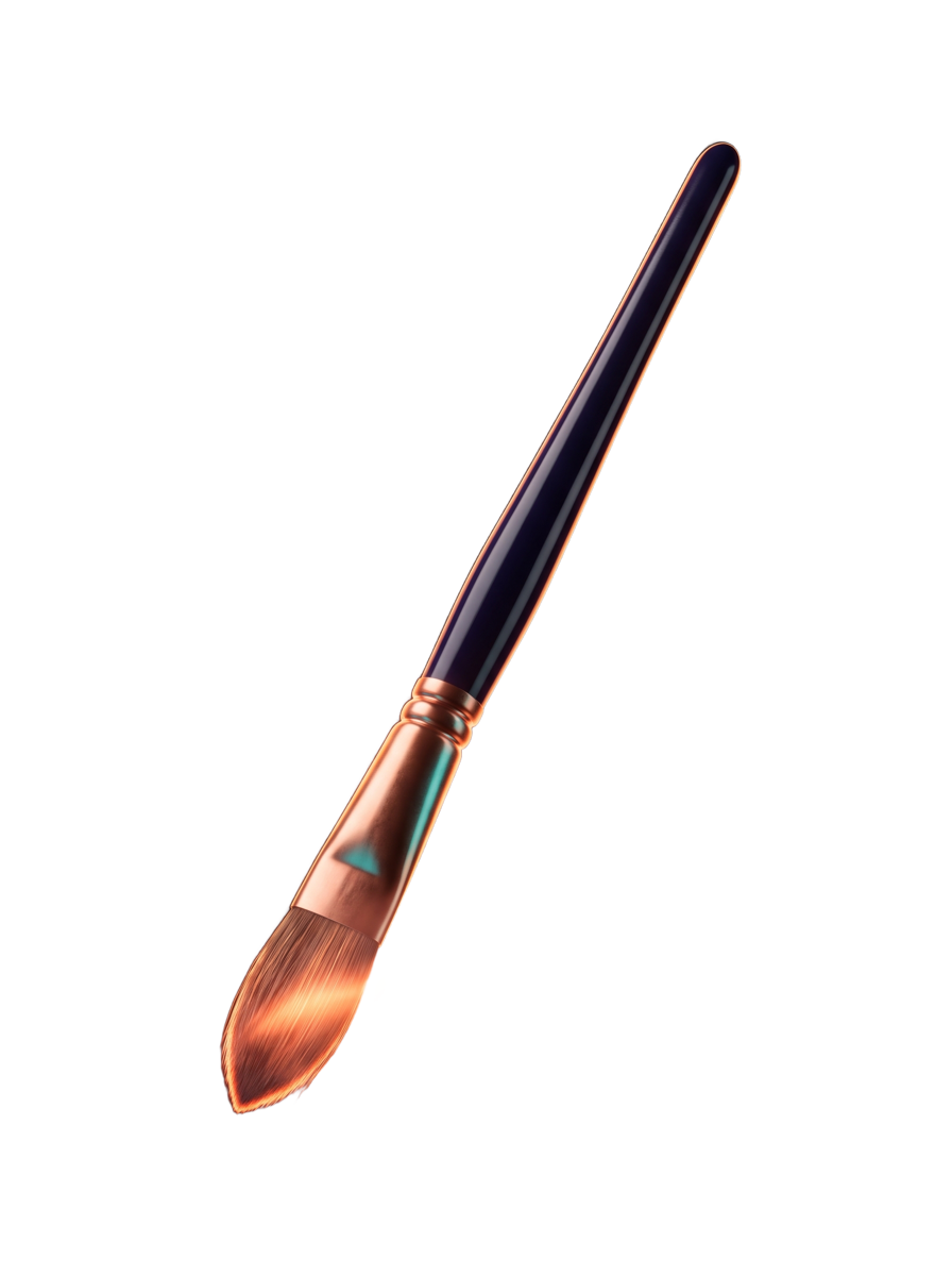 A paintbrush glowing with sunrise light